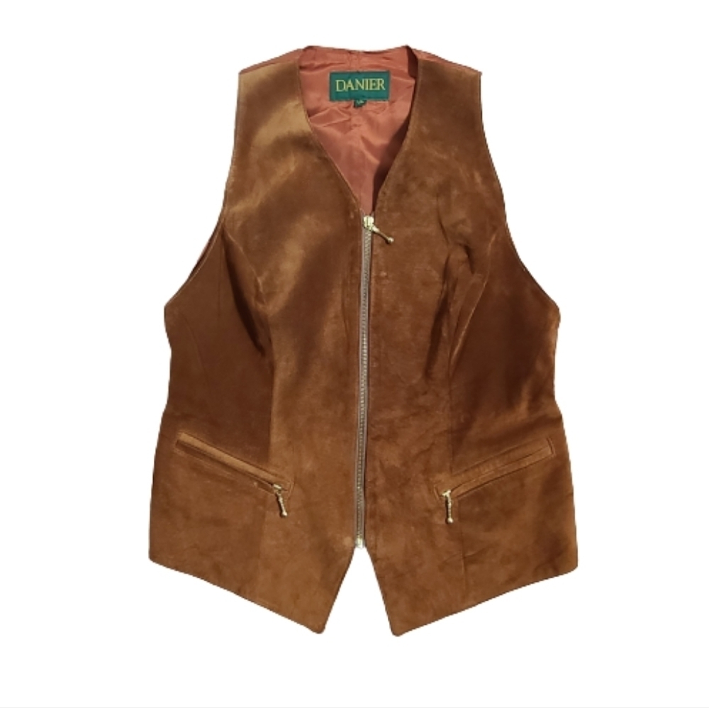 Vintage Danier Brown Genuine Suede Leather Vest Women's Size L